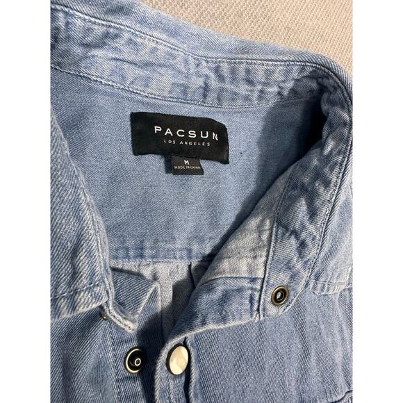 PacSun Denim Western Shirt Medium Embroidered Roses - Picture 8 of 8